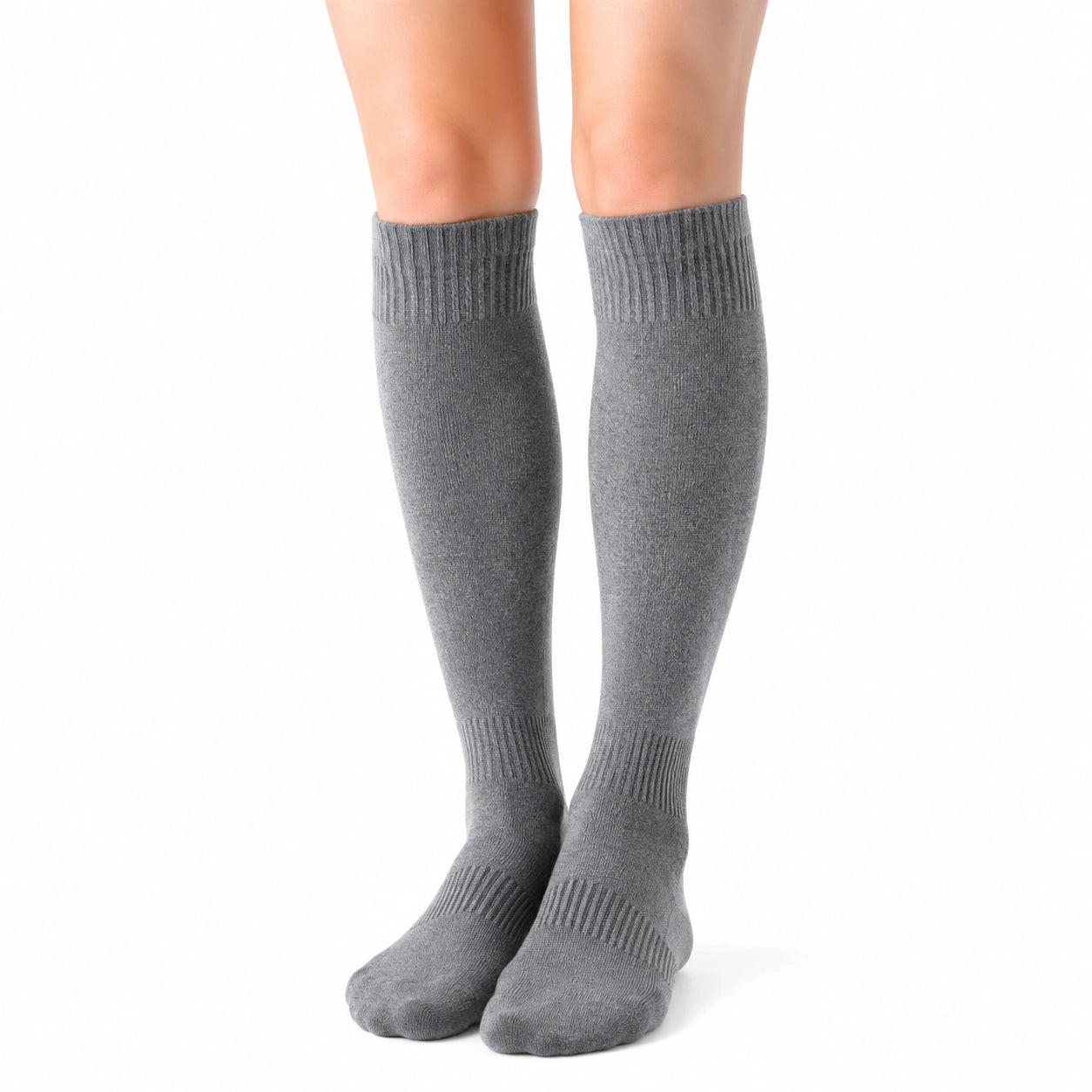 Calze lunghe 35-38 in maglia grigio per uso quotidiano a coste
