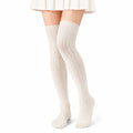 Calze al ginocchio 35-38 in maglia color crema con motivo traforato stile casual