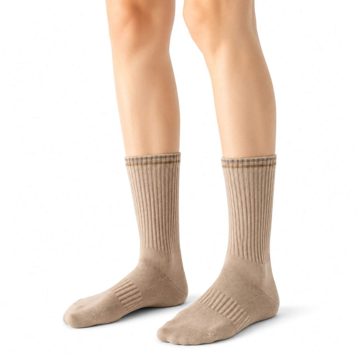 Calze a costine beige 43-46 in maglia per uso quotidiano