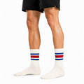 Calze sportive 43-46 in tessuto a coste bianco rosso blu stile rétro