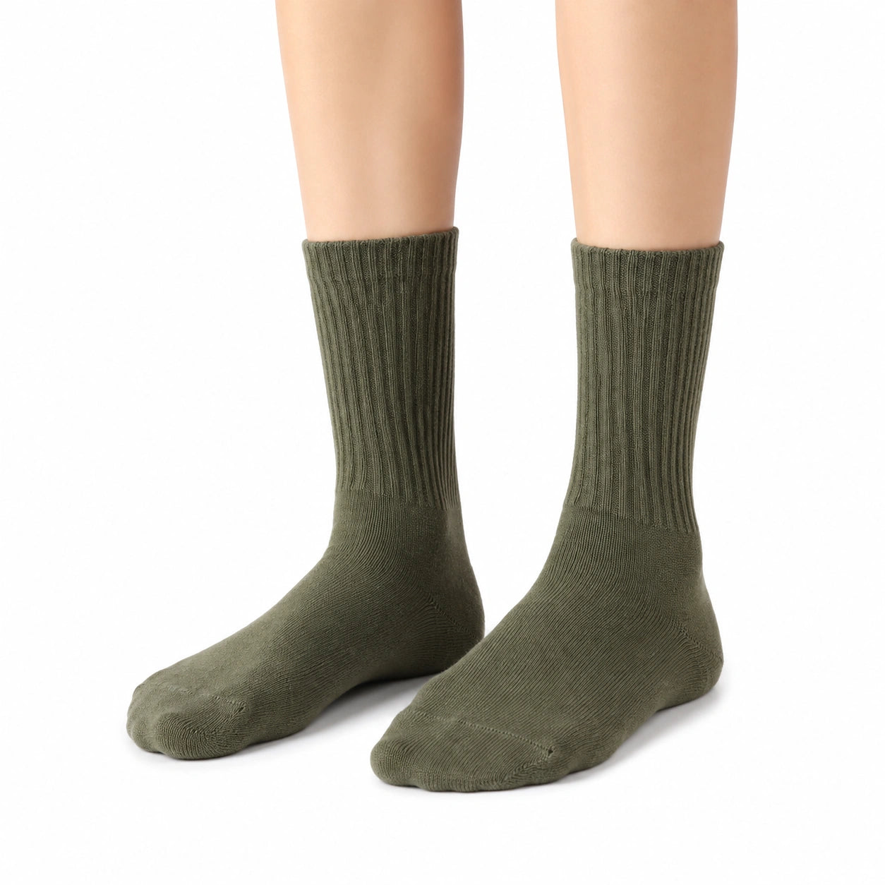 Calze medie 43-46 in maglia verde oliva a coste per uso quotidiano