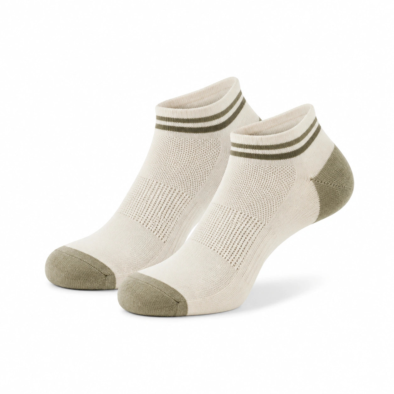 Calzini alla caviglia 43-46 in tessuto a maglia avorio e verde stile sportivo