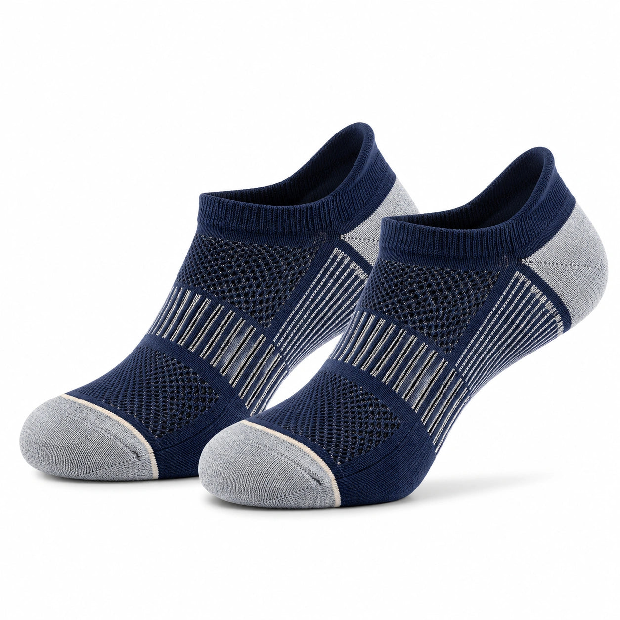 Calzini sportivi 43-46 in maglia blu navy e grigio a taglio basso traspiranti