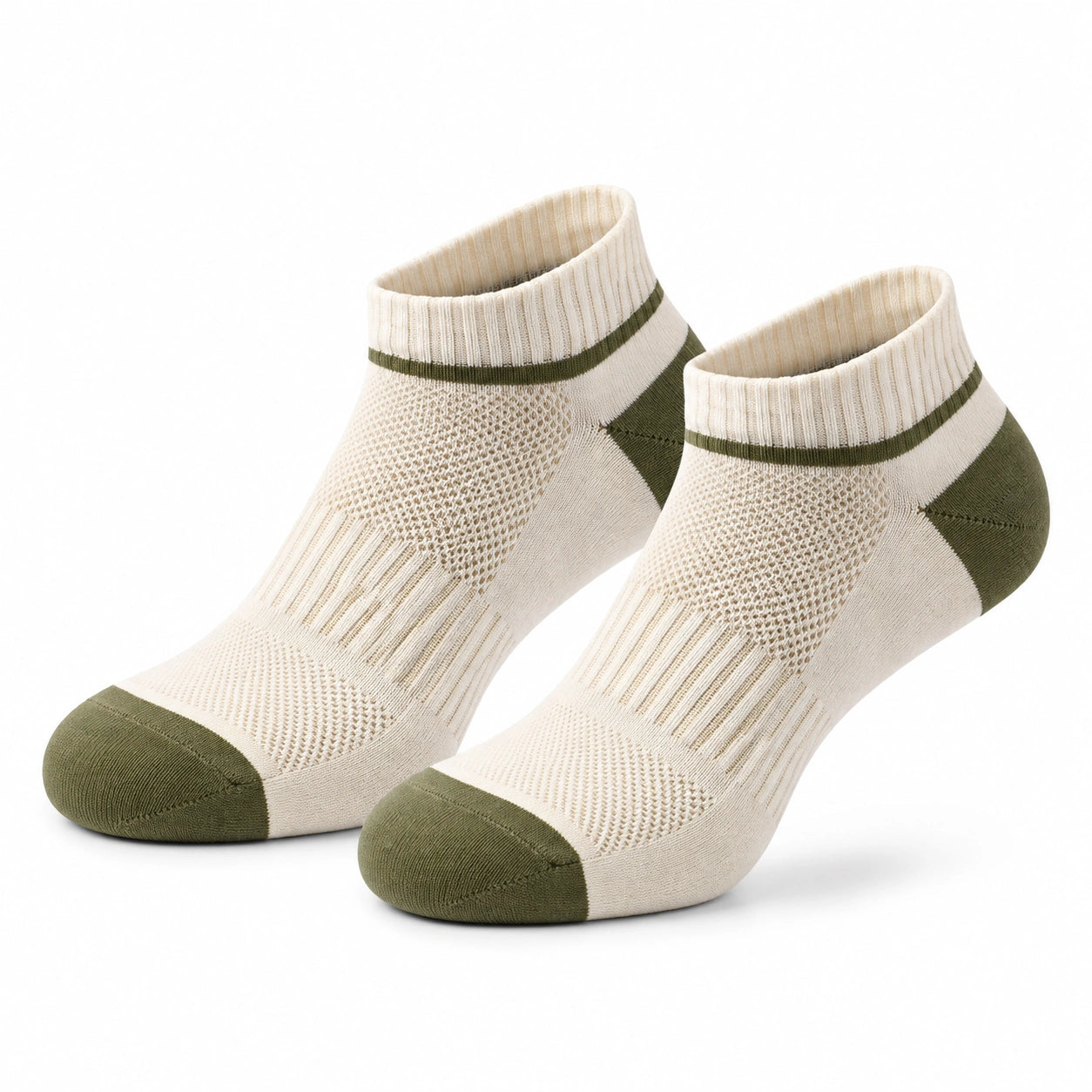 Calze alla caviglia 43-46 in maglia beige e verde - traspiranti