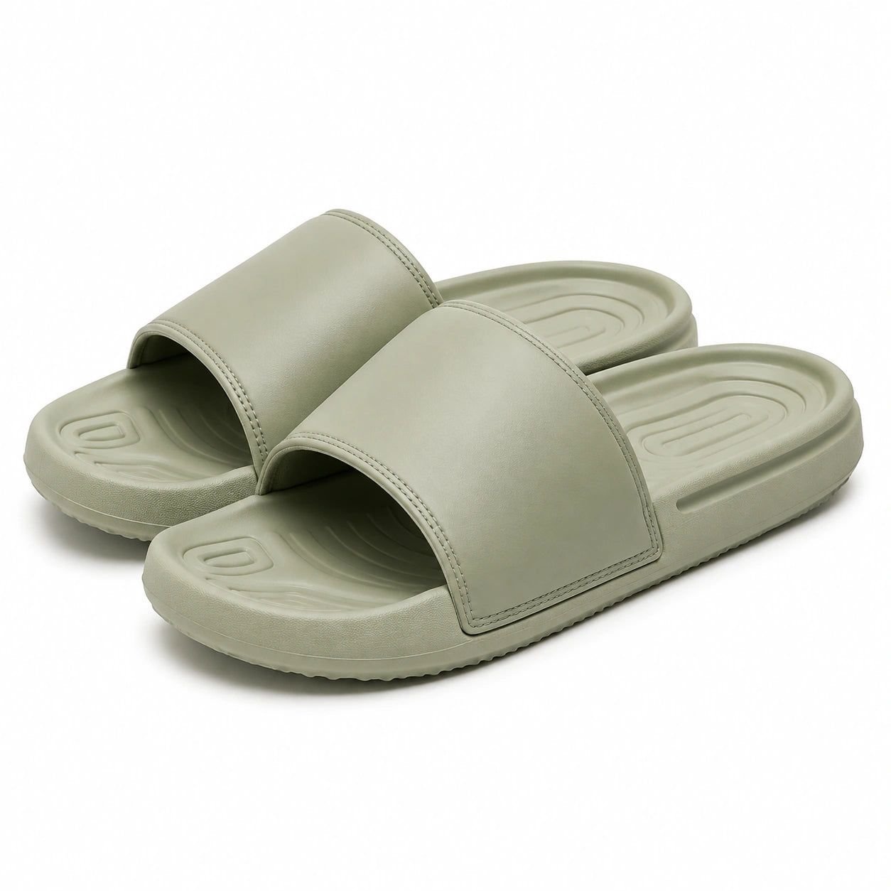 Ciabatte slide 42/43 in materiale sintetico verde salvia con suola antiscivolo