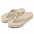 Infradito da donna 42/43 beige e verde chiaro con fasce in tessuto e suola ammortizzata