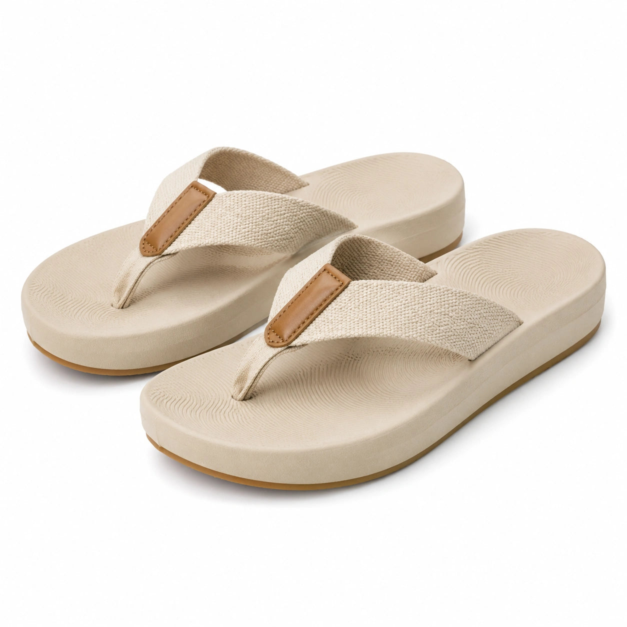 Infradito con zeppa 42/43 beige in tessuto - suola sintetica estiva