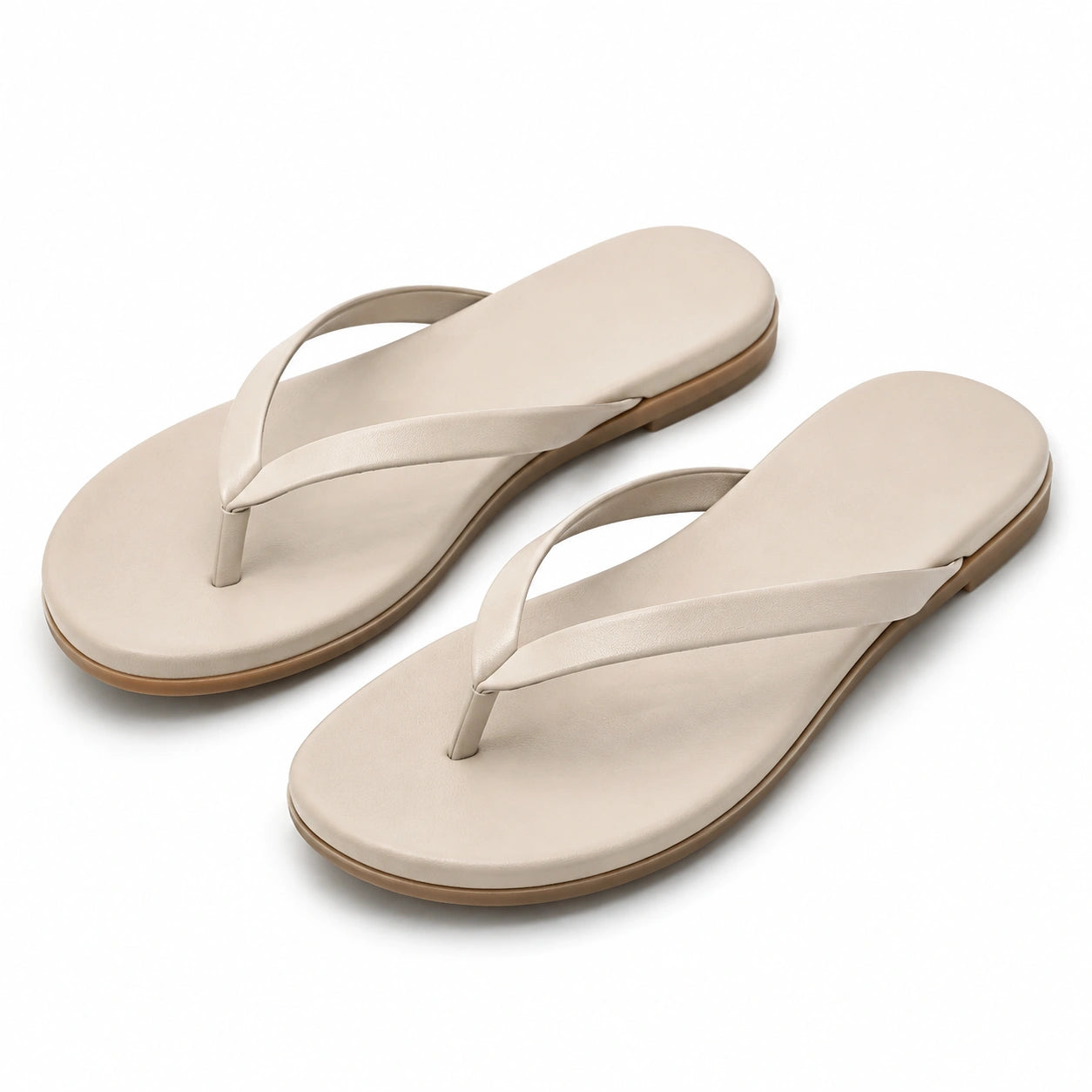 Infradito donna 40/41 in similpelle beige - suola piatta per uso estivo