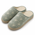 Pantofole da casa 40/41 in tessuto verde salvia con plantare intrecciato e suola sintetica