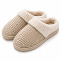 Pantofole da casa 40/41 in tessuto a coste beige con fodera effetto pelliccia