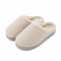 Pantofole da casa 42/43 in tessuto bouclé beige con suola piatta